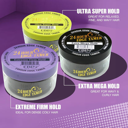 EBIN_New_York_24_Hour_Edge_Tamer_Ultra_Super_Hold_6.34_fl.oz/180ml_-_Strong_Edge_Control_Gel,_Argan_&_Castor_Oil_for_Hair_Care_and_Comfort