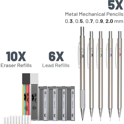 Metal_Mechanical_Pencil_Set_with_Lead_and_Eraser_Refills,_5_Sizes,_0.3,_0.5,_0.7,_0.9,_2mm,_Drafting,_Sketching,_Architecture,_Drawing_Metal_Mechanical_Pencils