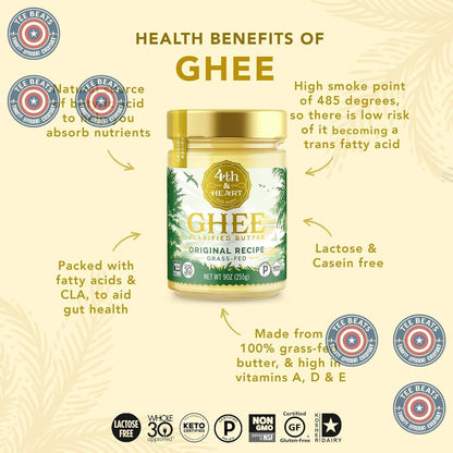 4th_&_Heart_California_Garlic_Grass-Fed_Ghee,_Clarified_Butter,_Keto,_Pasture_Raised,_Non-GMO,_Lactose_and_Casein_Free,_Certified_Paleo_(9_Ounces)