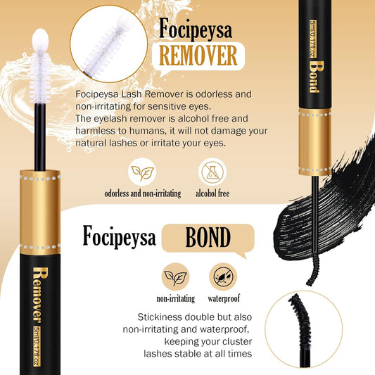 Focipeysa_Lash_Extension_Kit_Thick_Eyelash_Extension_Kit_10-18mm_Fluffy_Lash_Clusters_200D_Individual_Eyelashes_Kit_with_Lash_Bond,_Lash_Remover,_Lash_Applicator,_DIY_Lashes_Extension_Makeup_Cosmetic_Eyelashes_Extensions