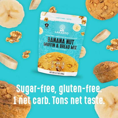 Lakanto Sugar Free Banana Nut Muffin and Bread Mix - Monk Fruit Sweetened Keto Baking for Self-Care Sunday Meal Prep
