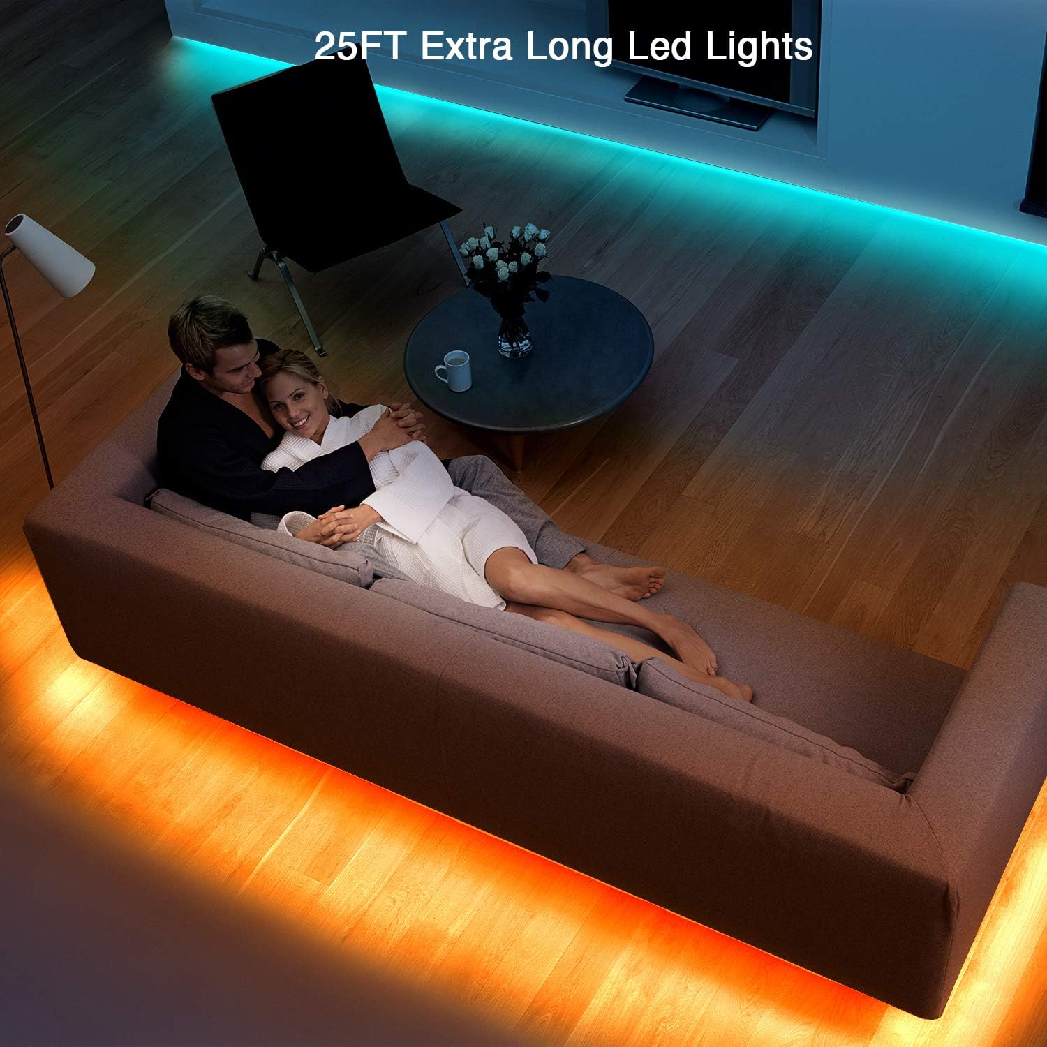 dalattin 50ft LED Light Strip Kit for Living Room and Ceiling, RGB 5050 Ambient Home Decor with 44 Key Remote