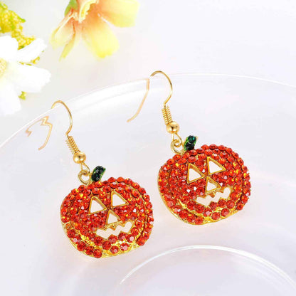 iWenSheng Halloween Pumpkin Earrings Red - Lightweight Smiling Pumpkin Drop Earrings for Teens, Comfortable Costume Jewelry for School Events