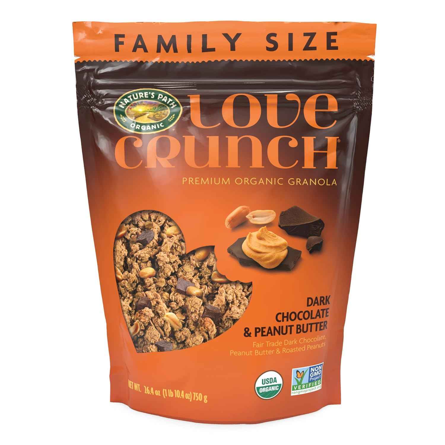 Love Crunch Dark Chocolate Peanut Butter Granola – Pantry Staple for Mindful Breakfast Rituals, 26.4 oz Family Pouch