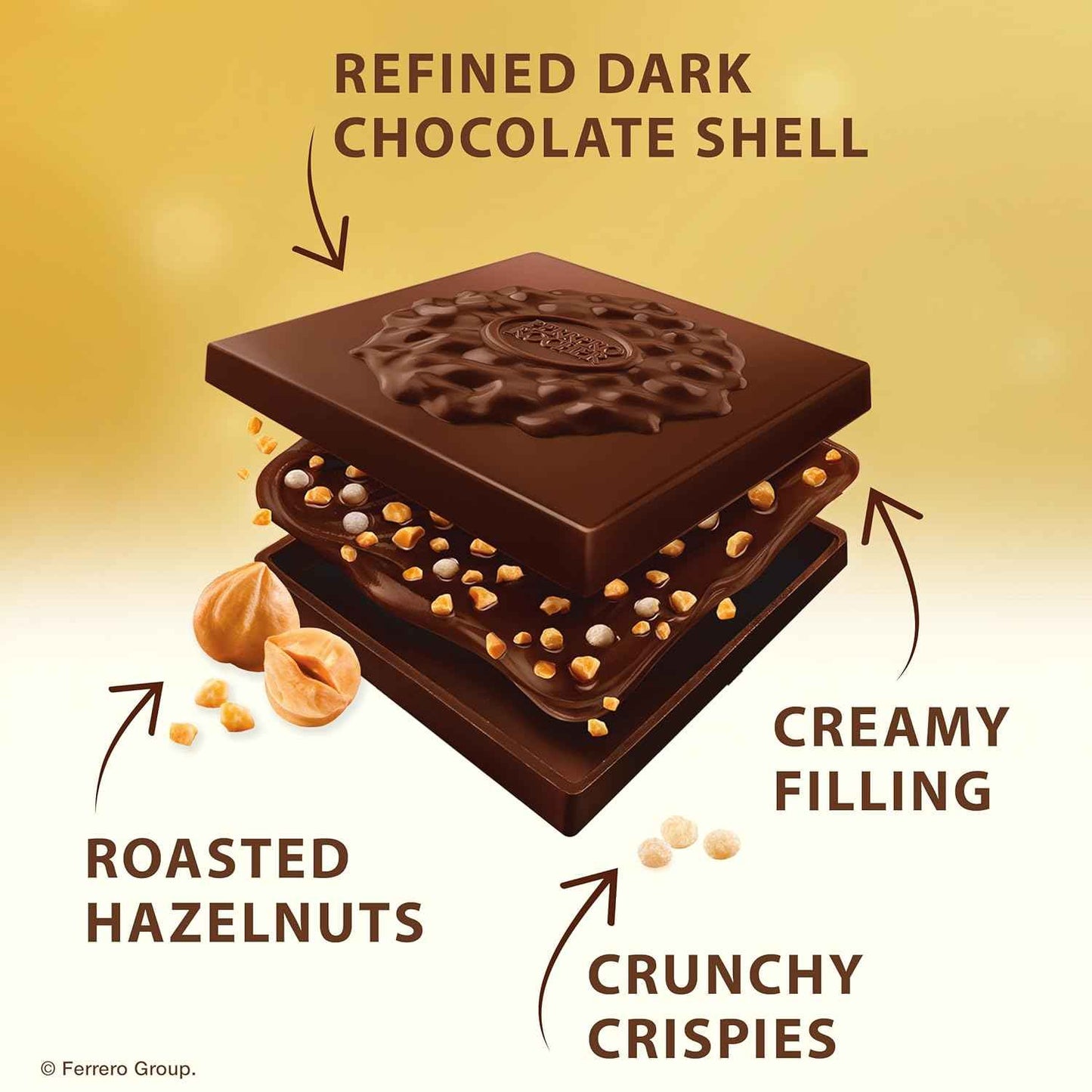 Ferrero Rocher Dark Hazelnut Chocolates – Luxury Hostess Gift for Book Club and Dinner Parties, Gold Stand-Up Pouch