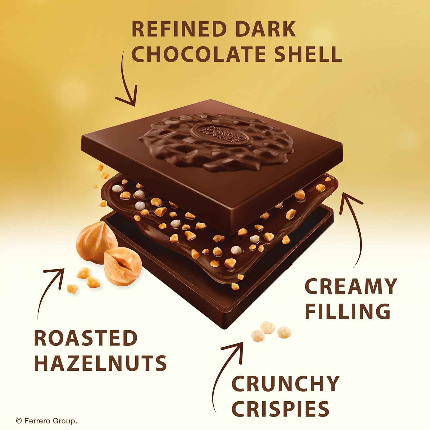 Ferrero Rocher Dark Hazelnut Chocolates – Luxury Hostess Gift for Book Club and Dinner Parties, Gold Stand-Up Pouch