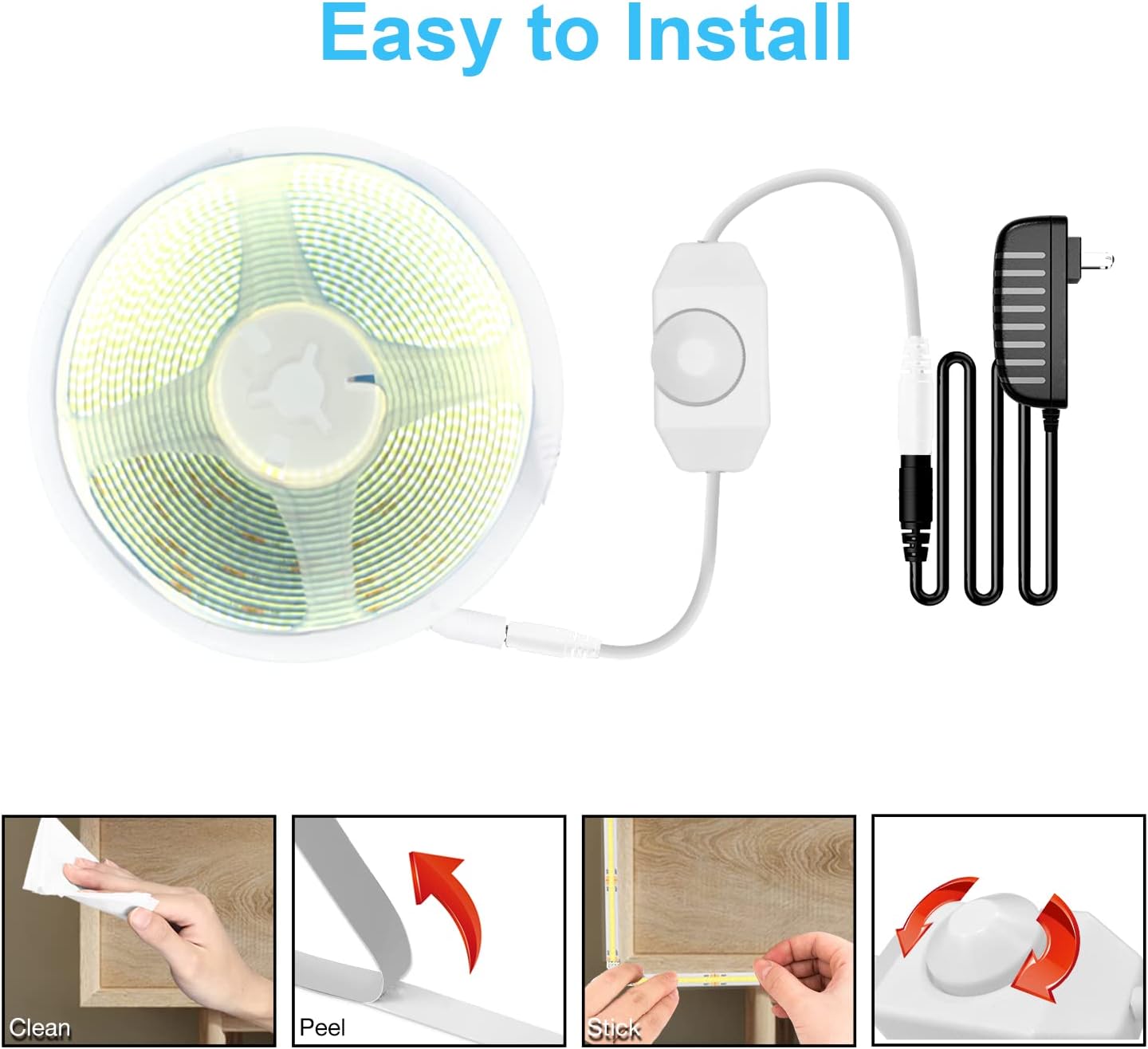 DAYBETTER COB LED Tape Light – Eye-Strain Reducing Monitor Backlight for Remote Workers, 24V 16.4 ft