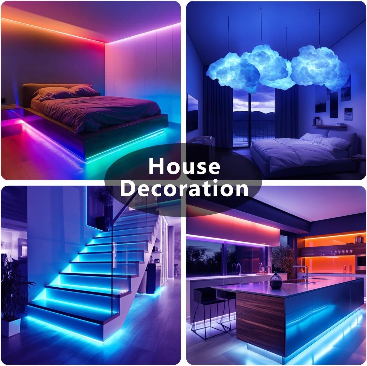 DAYBETTER Smart LED Light Strip with Bluetooth App and 44-Key Remote, Music Sync RGB Lights Holiday and Valentine's Day Gift for Him or Her