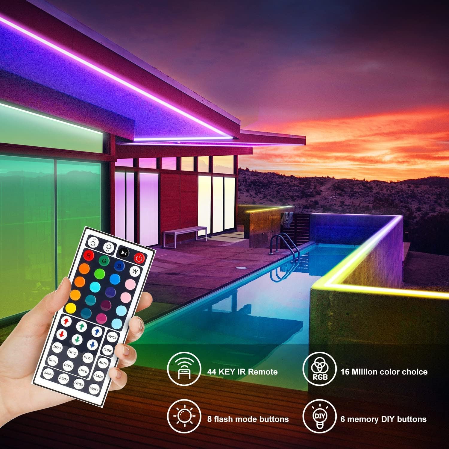 DAYBETTER Waterproof LED Strip Lights – Housewarming Gift for Women and Moms with 32.8ft of Customizable Color
