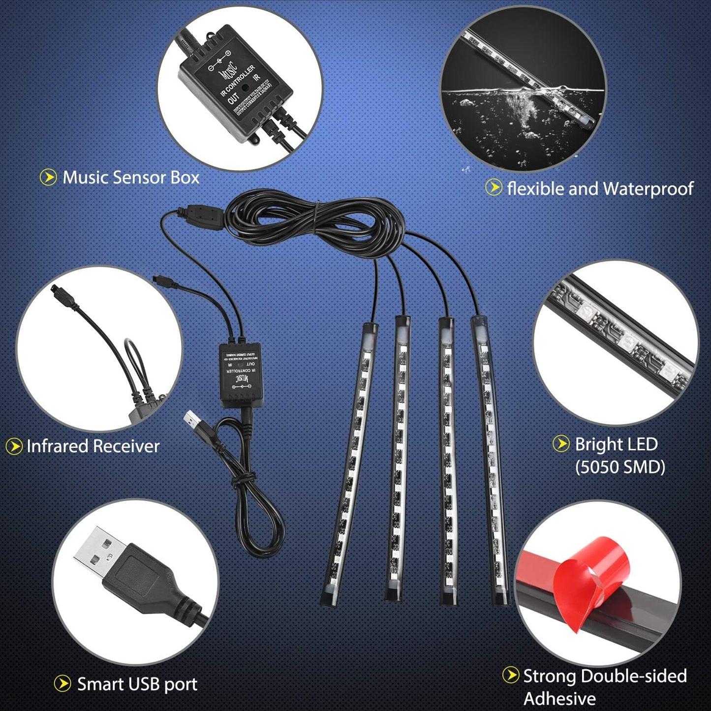 dc 5v usb power input compatible with any car usb port, tv usb, or wall adapter