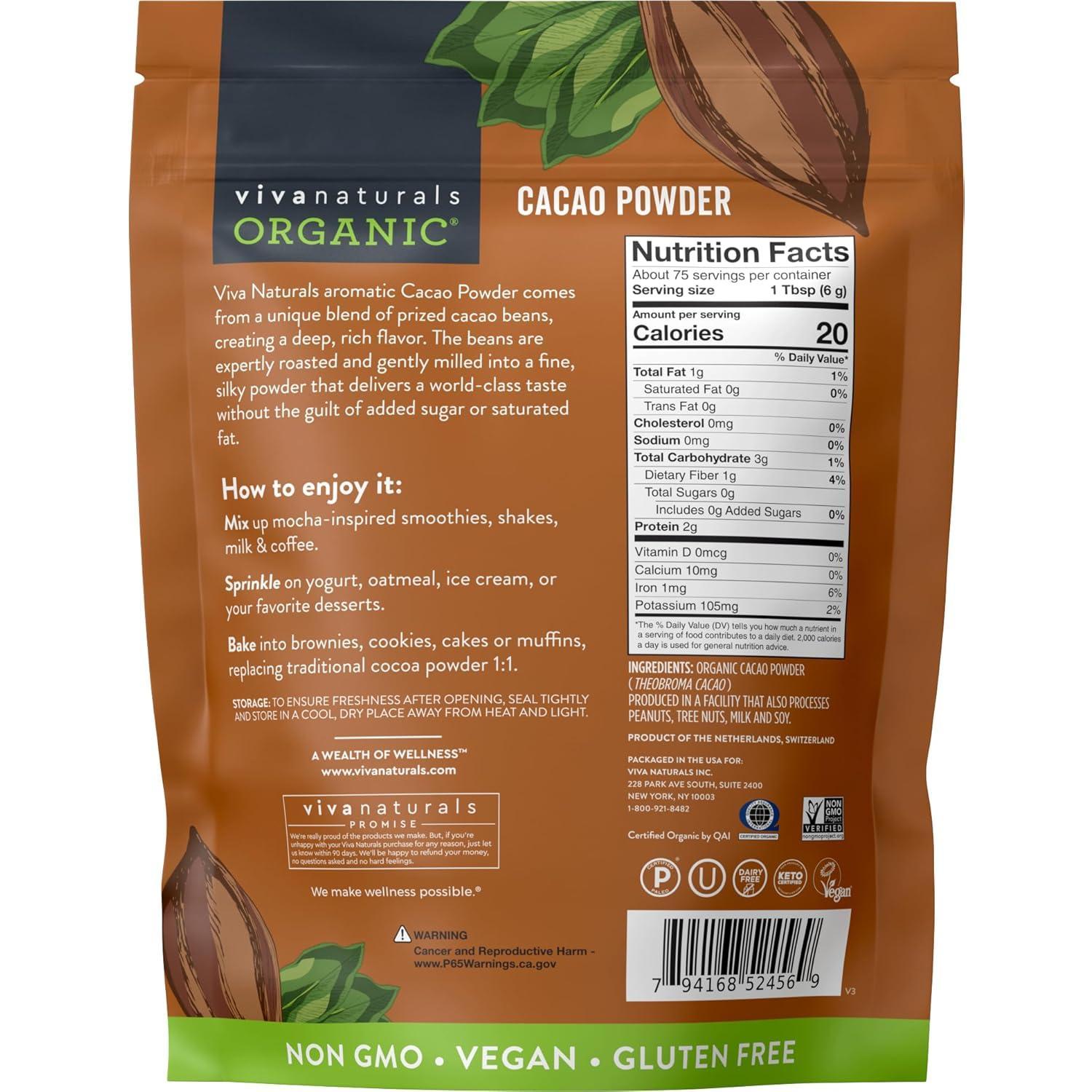 Viva_Naturals_Organic_Cacao_Powder,_1lb_-_Unsweetened_Cacao_Powder_With_Rich_Dark_Chocolate_Flavor,_Non-GMO,_Certified_Vegan_&_Gluten-Free,_454_g
