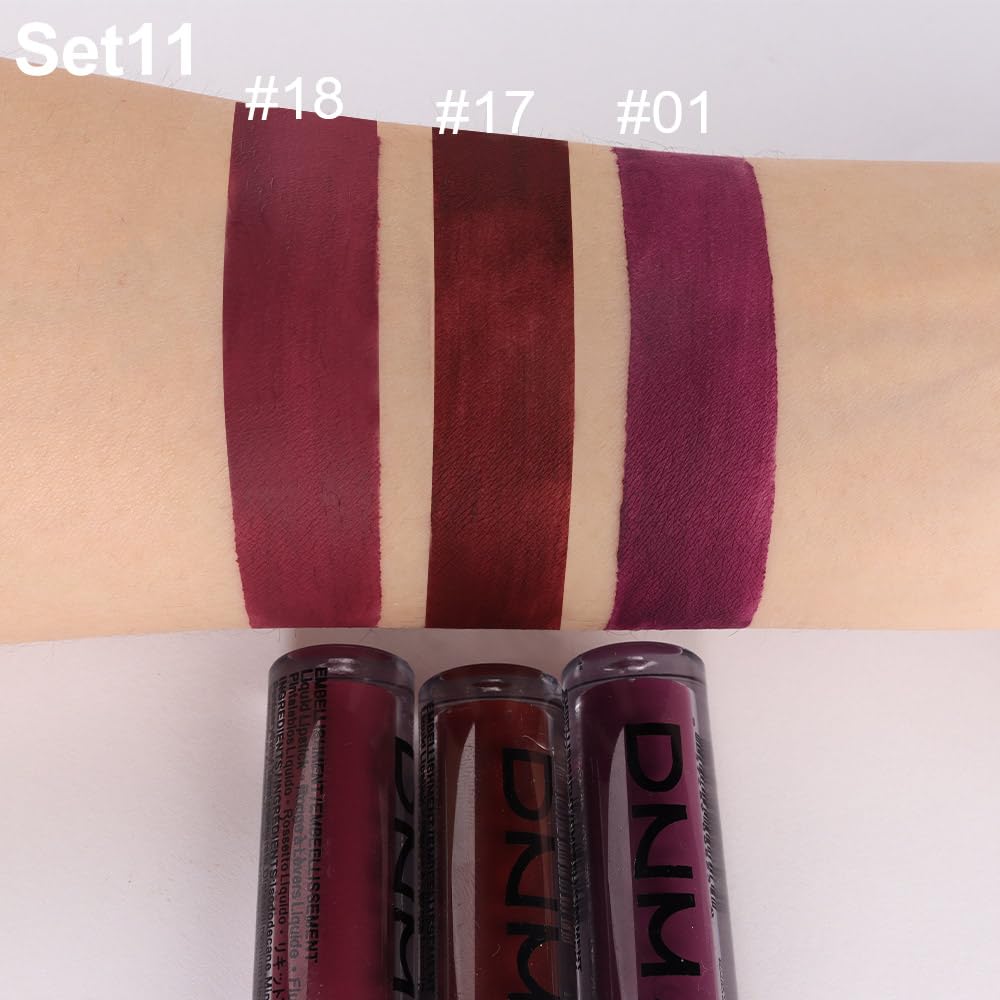 evpct_DNM_3Pcs_Dark_Red_Purple_Plum_Matte_Liquid_Lipstick_Lip_Stain_Sets_for_Women_Matte+Lipstick_Dark_Maroon_Long_Lasting_Permanent_Lipstick_24_hr_Hours_Magic_Lipstick_24_Hours_original_Waterproof_Lipgloss_Makeup_Gentle_Luxury_Cosmetic_Lip_Care_Glossy