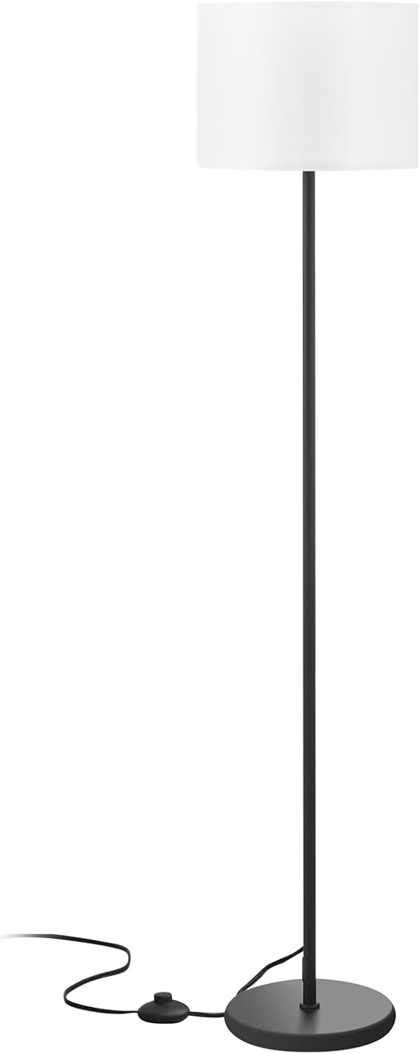 Decorative 60-Inch Floor Lamp with Fabric Lampshade and Foot Pedal On-Off Switch, Ambient Home Lighting for Bedroom Corner, Living Room and Dining Room