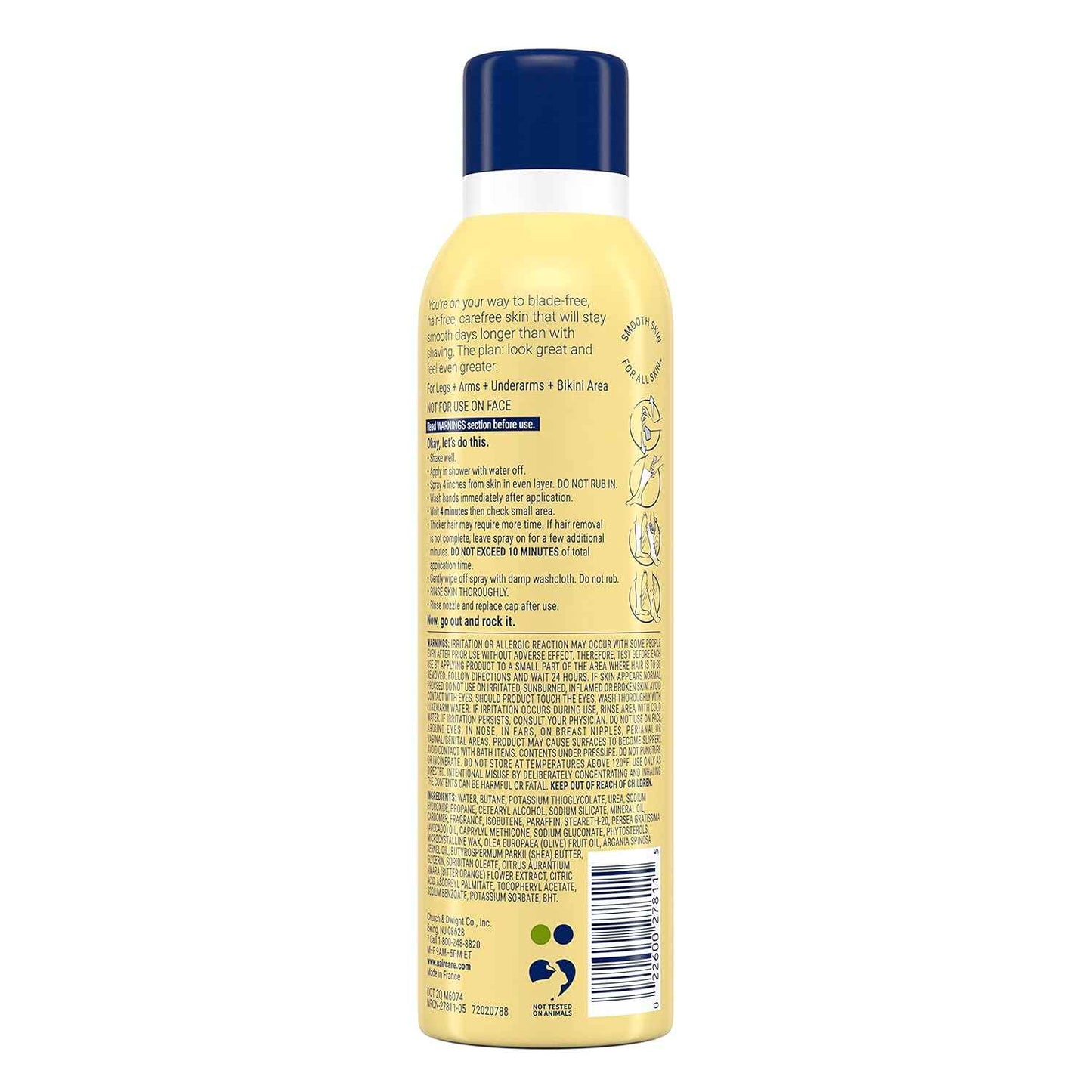 Nair Body Spray Hair Remover – Flameless, Smoke-Free Hair Removal Safe Around Kids & Pets