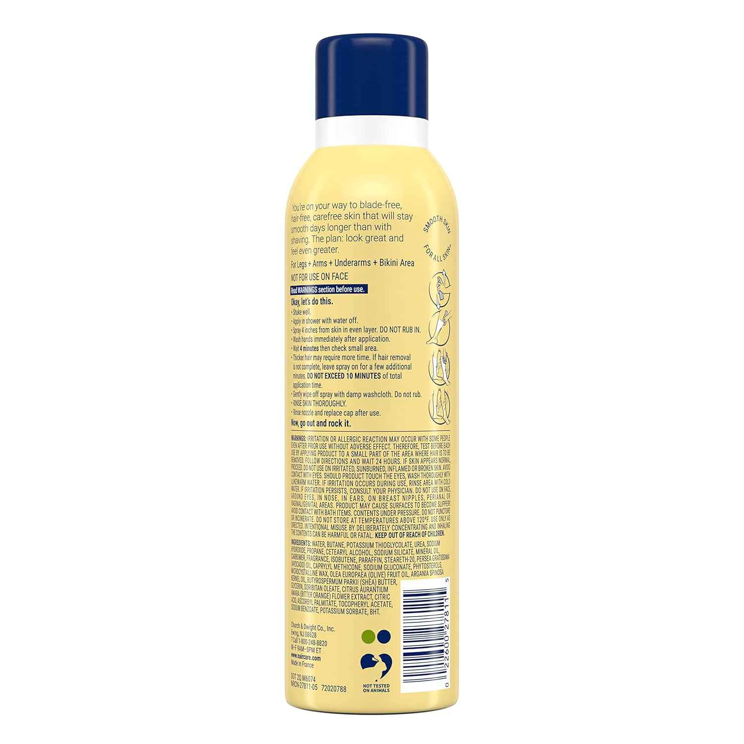 Nair Body Spray Hair Remover – Flameless, Smoke-Free Hair Removal Safe Around Kids & Pets