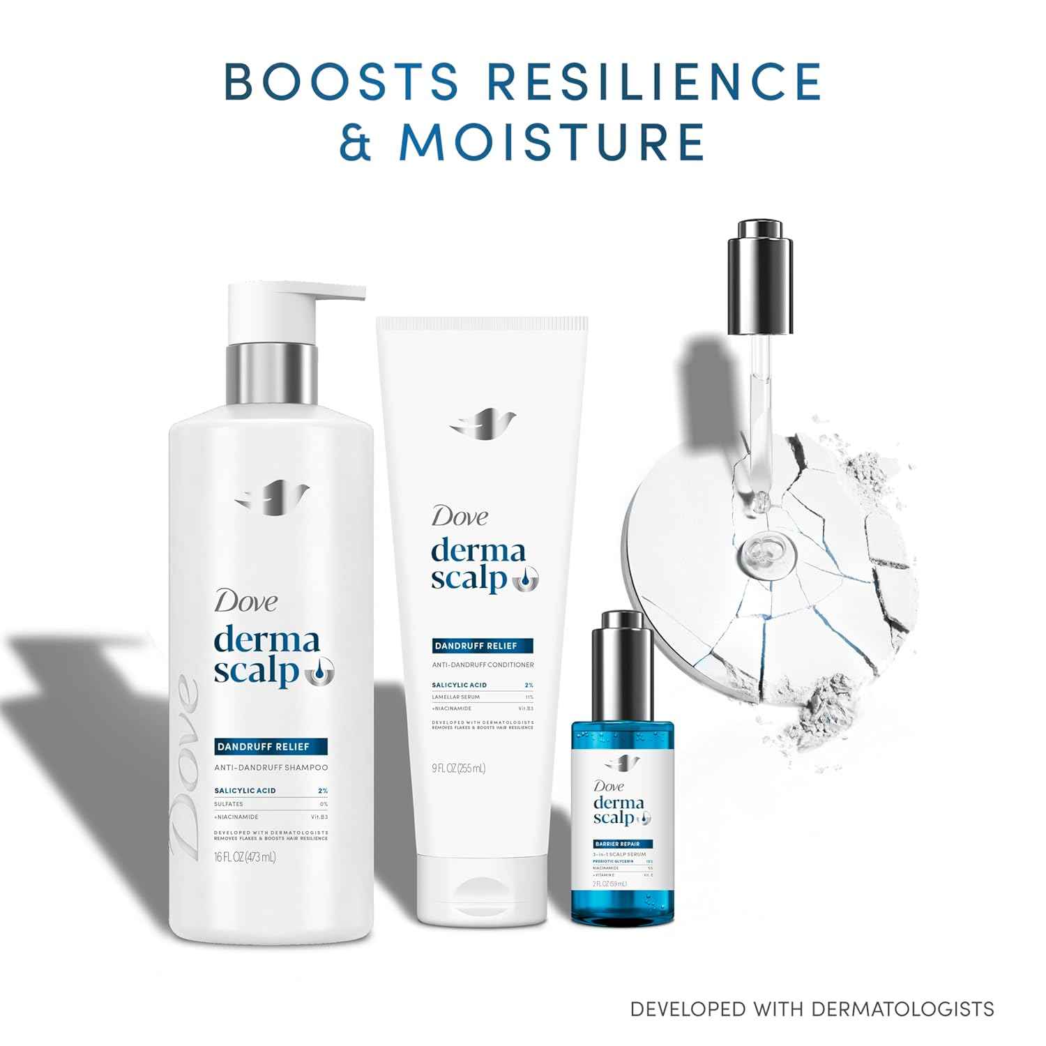Dove DermaScalp Shampoo – Thoughtful Self-Care Gift for Women Battling Flakes, 16 oz