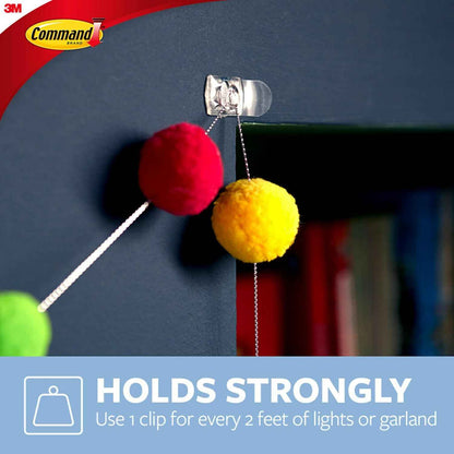 Command Invisible Clips for Clutter-Free Walls – Clean Adhesive Solution for String Lights and Photos