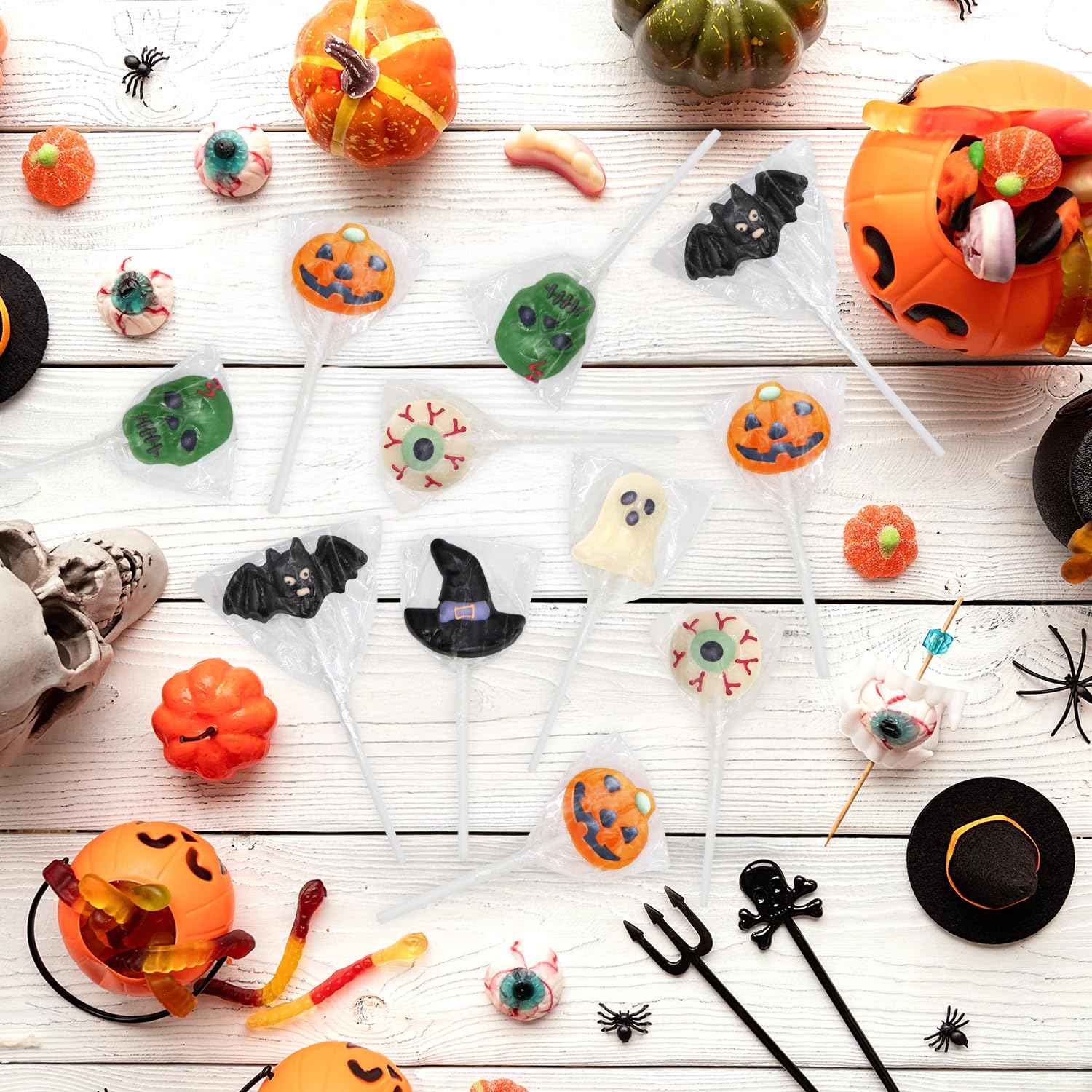 Spooky Shaped Lollipops Individually Wrapped Kids Halloween Treats for School Goodie Bags and Party Favors