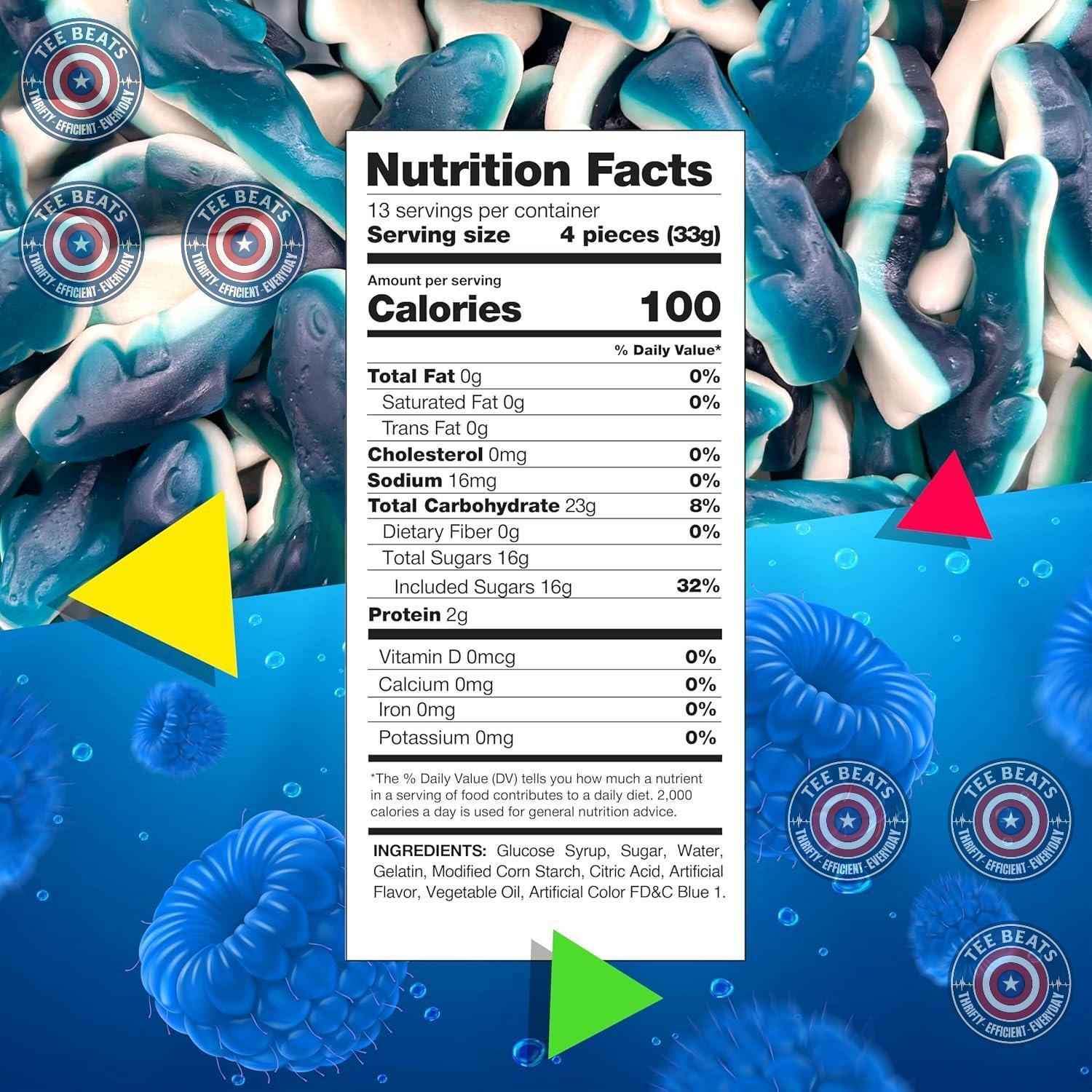 Blue Sharks Gummy Candy – Toddler-Approved Snack for Lunchboxes and Road Trips, Individually Wrapped