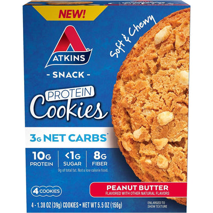 Atkins_Peanut_Butter_Protein_Cookie,_Protein_Dessert,_Rich_in_Fiber,_3g_Net_Carb,_1g_Sugar,_Keto_Friendly,_4_Count_Snack_Biscuit