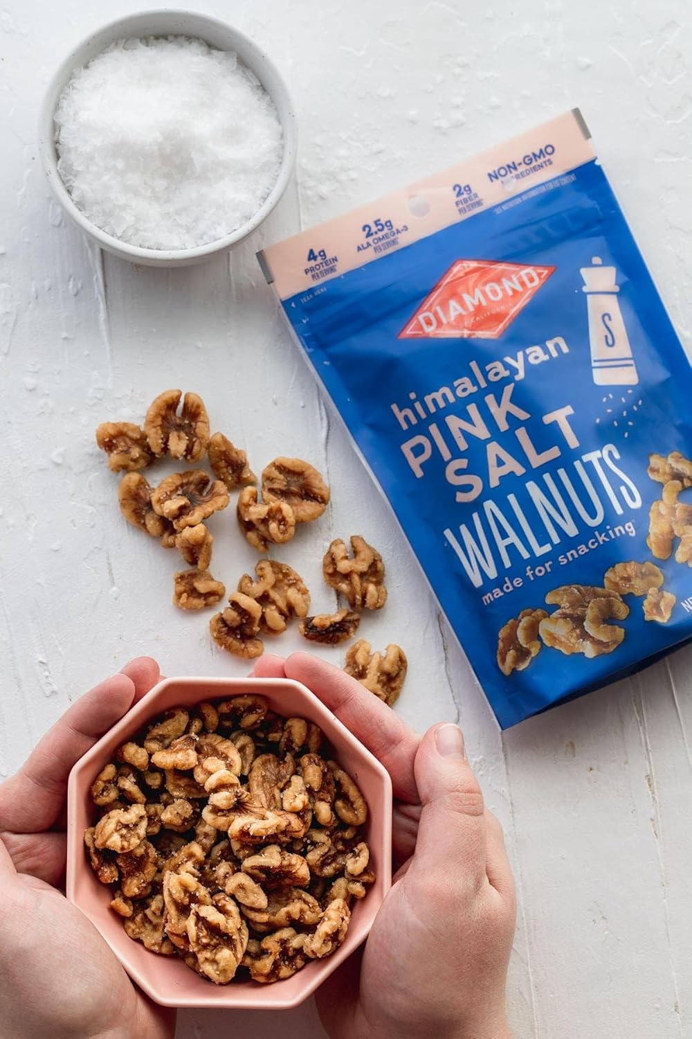 Diamond of California Himalayan Pink Salt Walnuts – Portable Salty Snack for Camping and Picnic Coolers