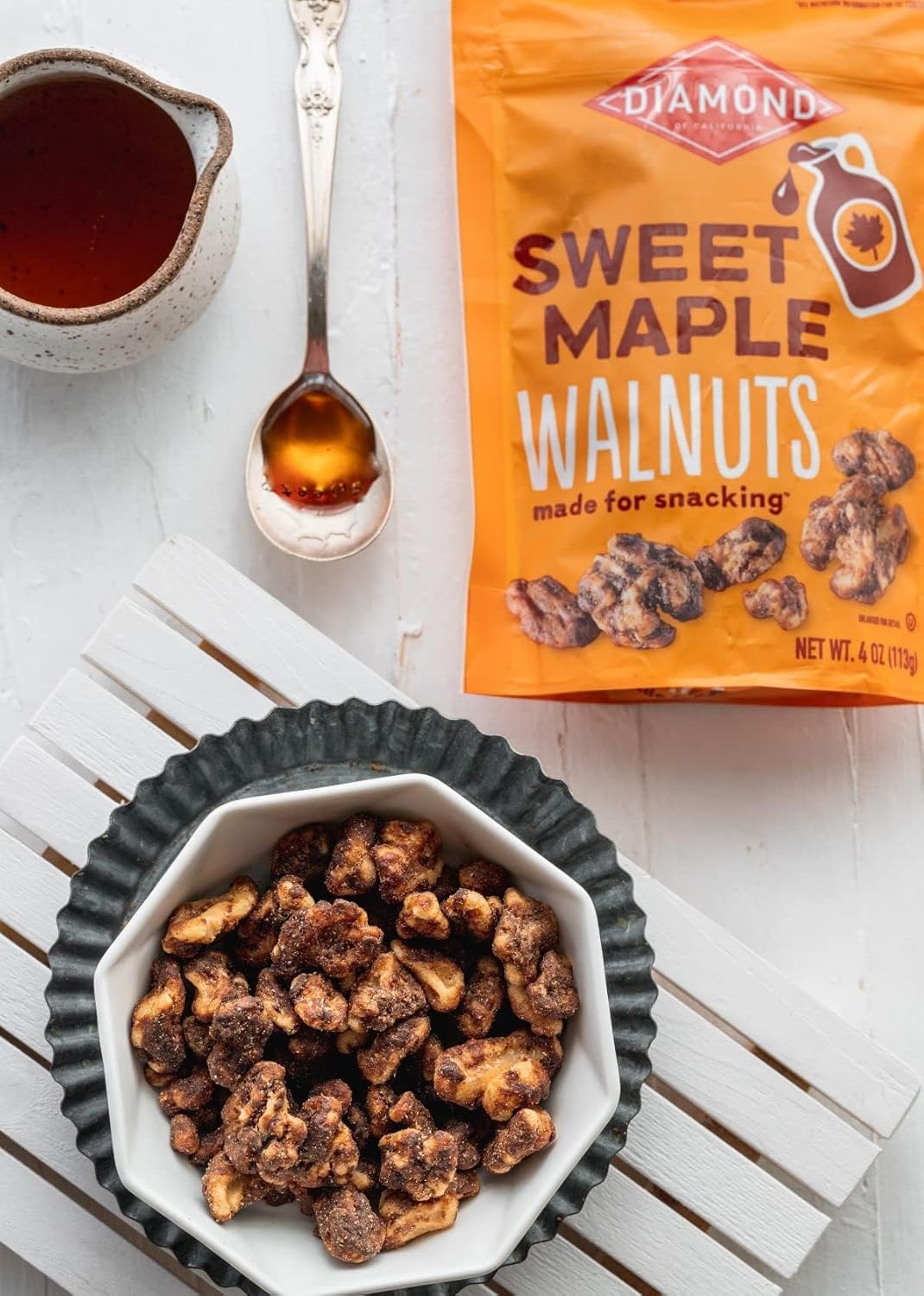 Diamond of California Sweet Maple Walnuts 4 oz – Portable Maple Walnut Snack for Road Trips and Picnics