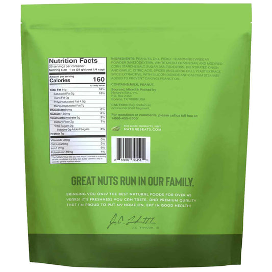 Nature's Eats Dill Pickle Peanuts 26oz – Resealable Shareable Snack for Tailgating, Camping, and Patio Lounging