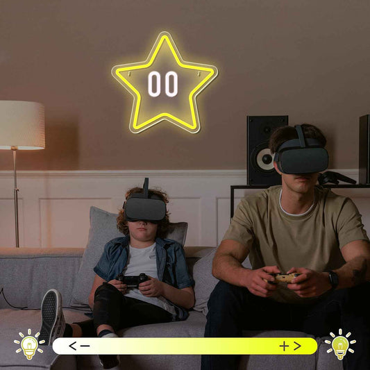 Star Neon Sign – Birthday Gift for Boys and Gamer Kids, Ready-to-Glow Wall Light with USB Cable