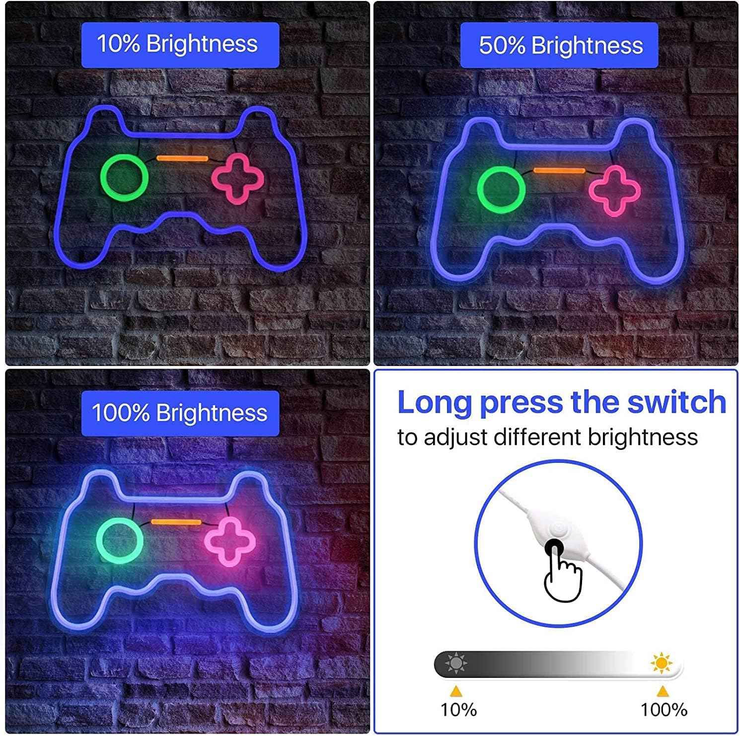 Joylit Gamepad Neon Sign – Cozy Bedroom Wall Decor, Dimmable Warm Yellow Accent Light for Living Room