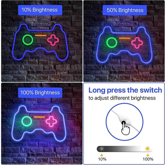 Joylit Gamepad Neon Sign – Cozy Bedroom Wall Decor, Dimmable Warm Yellow Accent Light for Living Room
