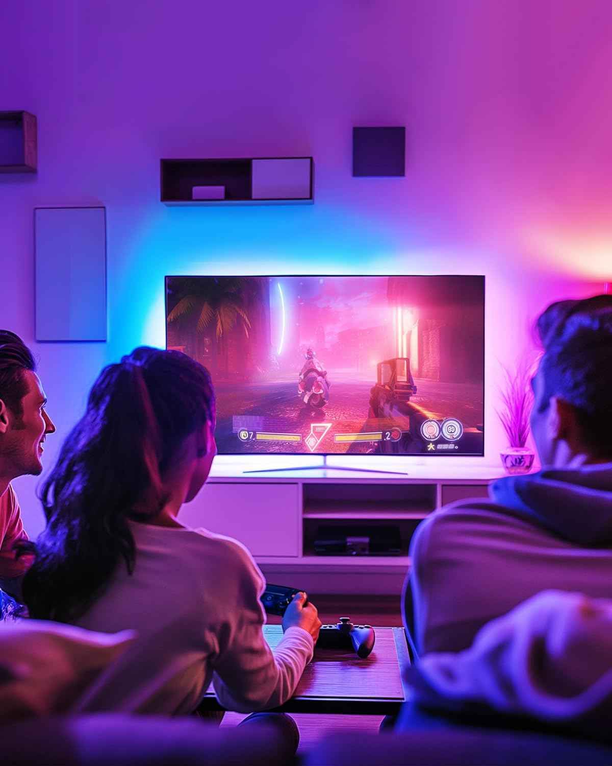 HitLights Pre-Cut LED Strip Lights – Cozy Bedroom Decor with 12 Colors and Remote, 4ft RGB Ambient Lighting