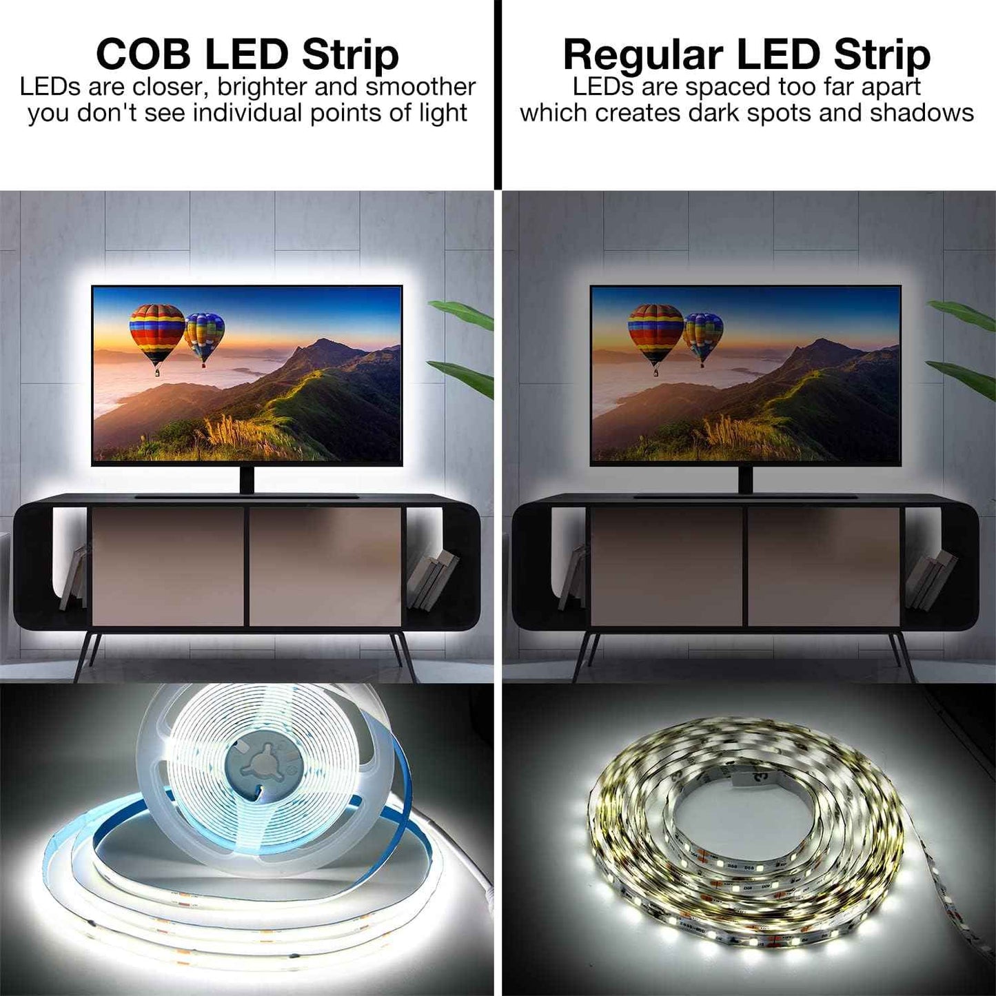 DAYBETTER COB LED Tape Light – Eye-Strain Reducing Monitor Backlight for Remote Workers, 24V 16.4 ft