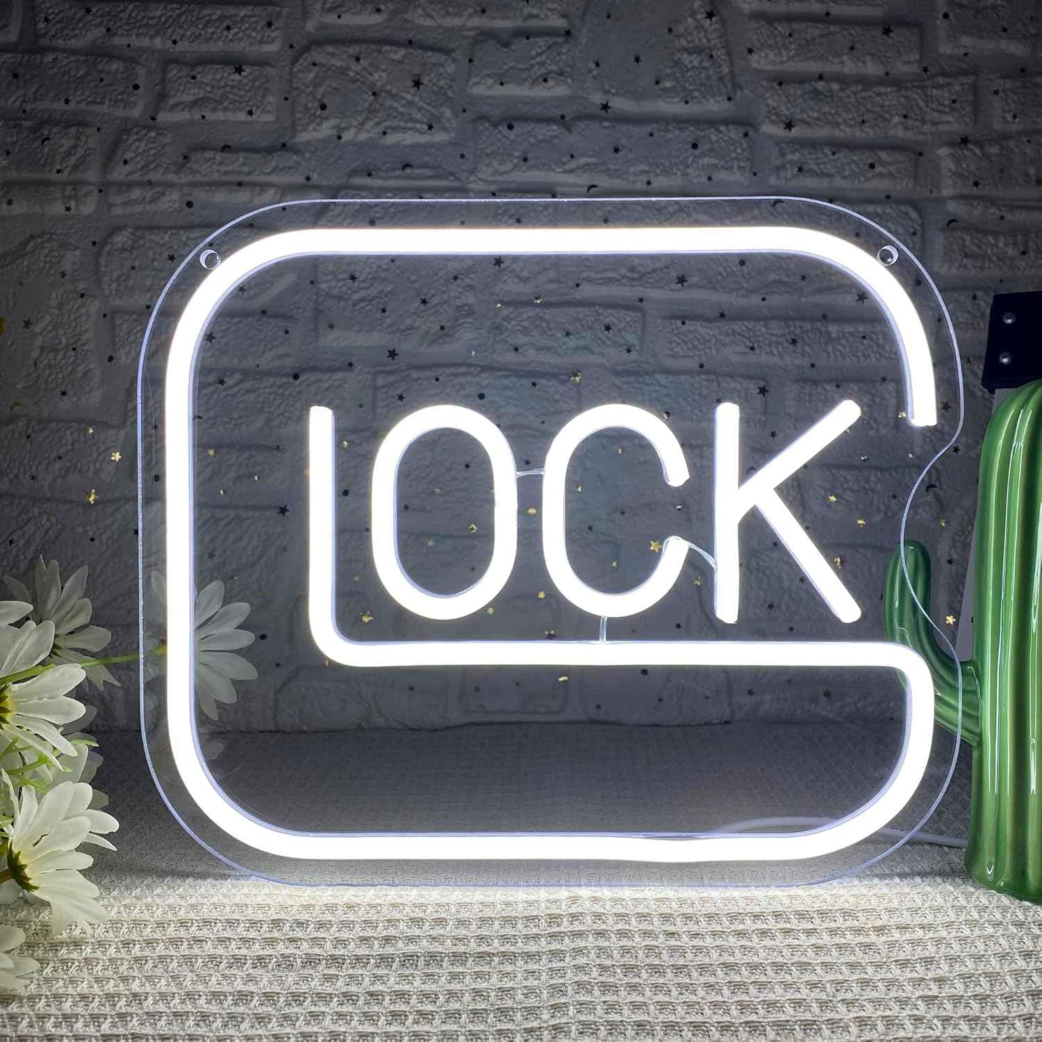 LUMIORA Lock Neon Sign – Unique Birthday Gift for Gamers, Dimmable LED Wall Light for Man Cave Setup