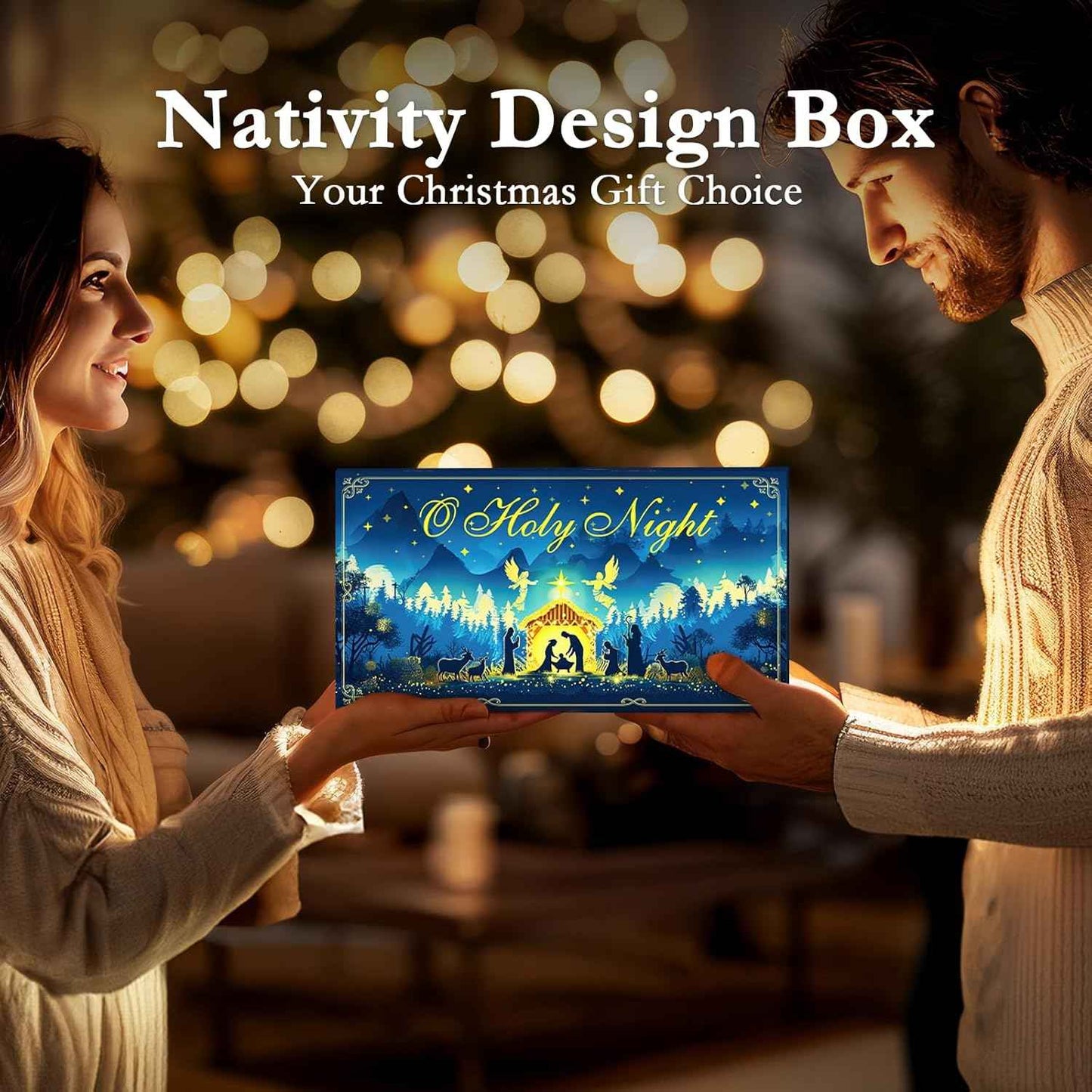Homemory Nativity Scene Pillar Candles - Living Room Mantel Centerpiece Decor for Cozy Christmas Aesthetic, 5 Flameless LED Set