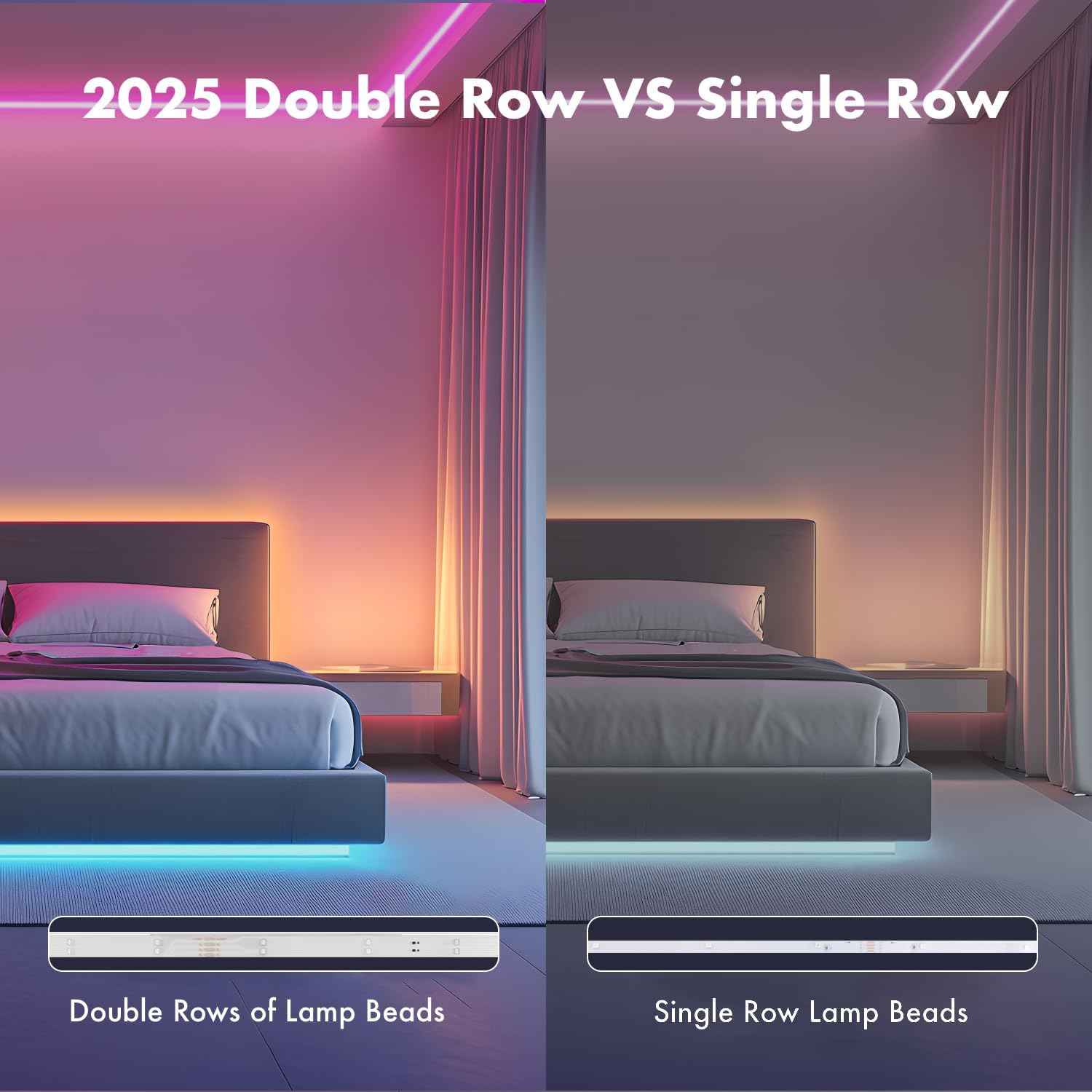 Lumify LED Strip Lights – 100ft Double Row RGB Bedroom Decor with Music Sync and App Control for Modern Living Spaces