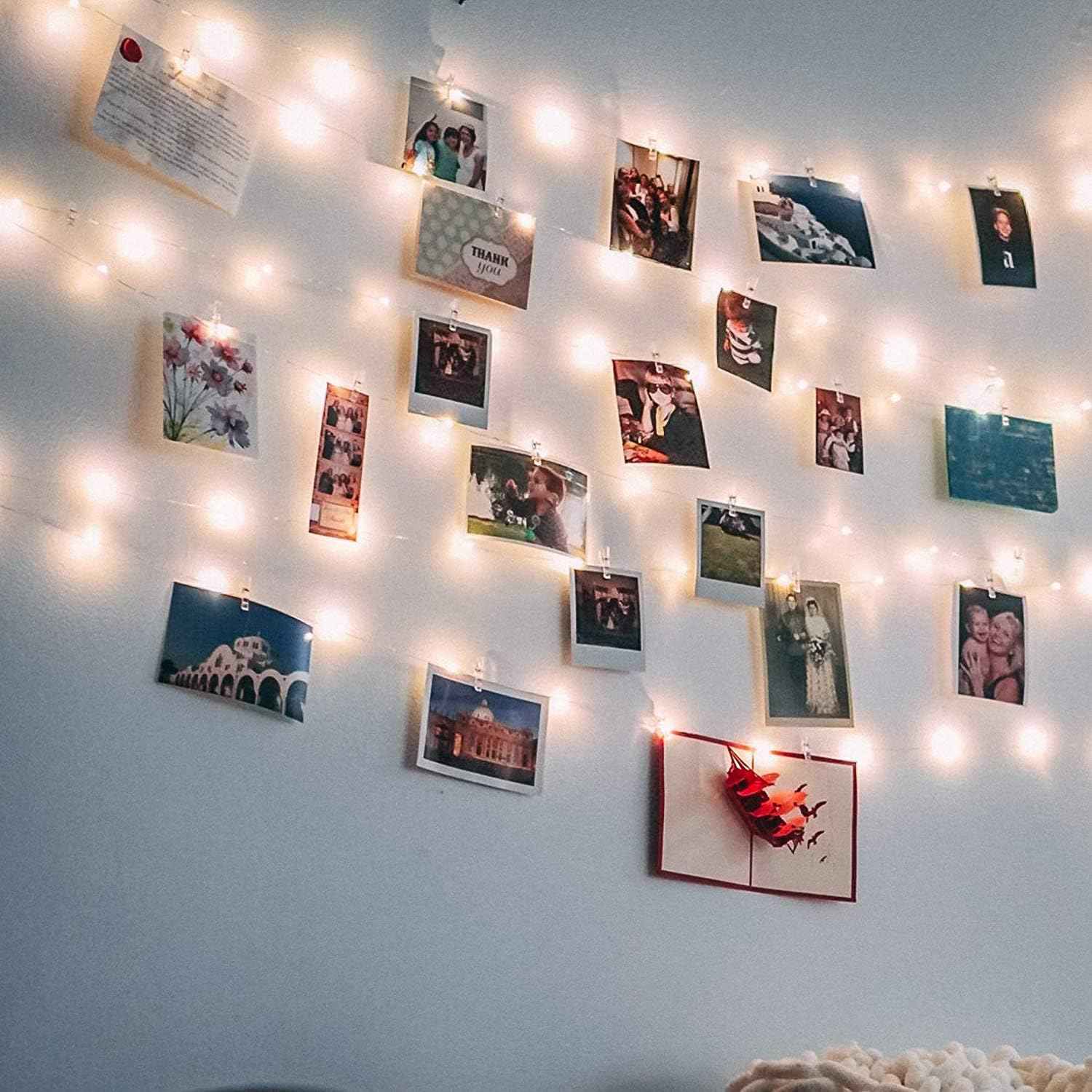 LECLSTAR 50 LED Photo Clip String Lights – Thoughtful Birthday Gift for Women, Memory Display for Bedroom Wall