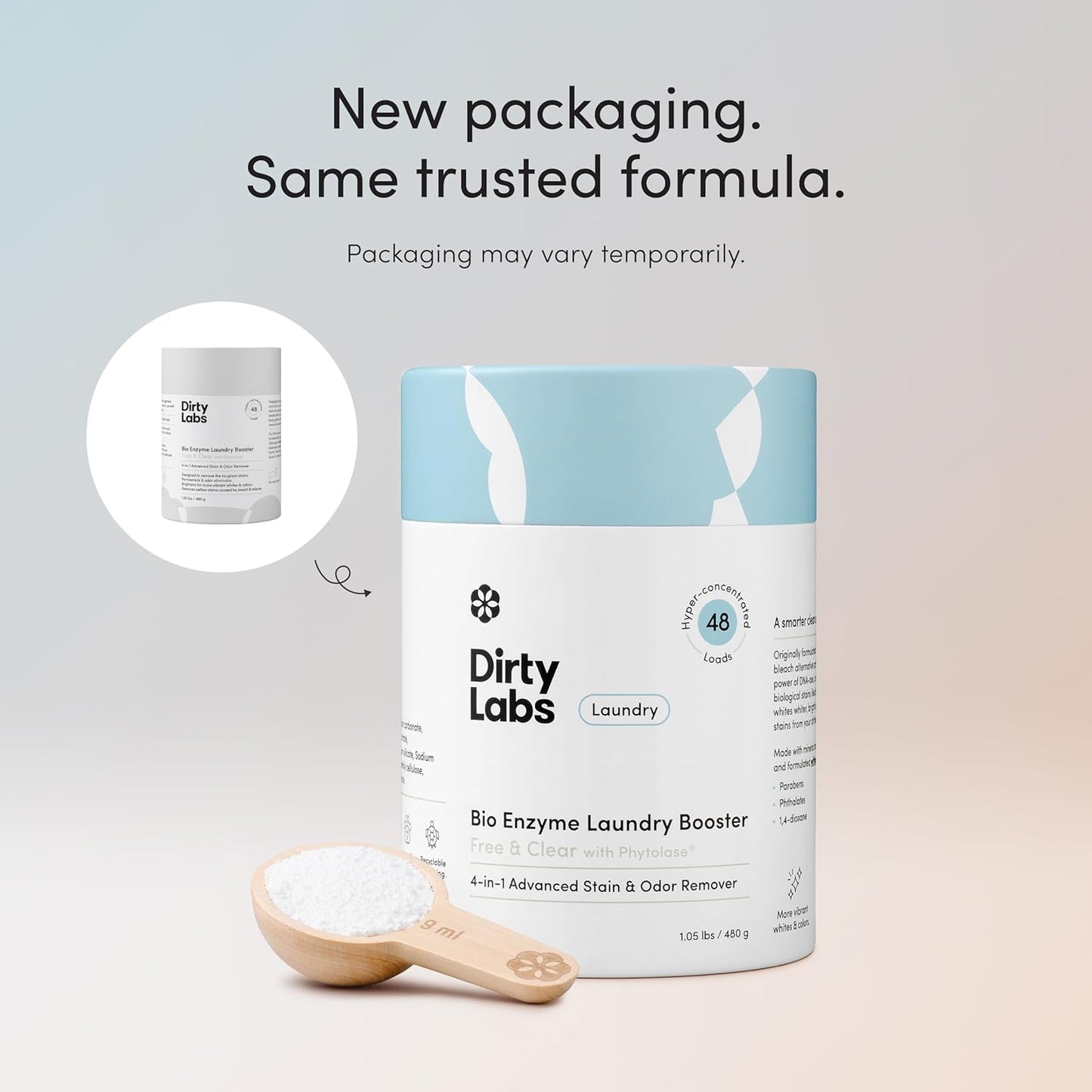 Dirty Labs Scent Free Bio Enzyme Laundry Booster for Intentional Capsule Wardrobe Care and Neutral-Tone Whites, 48 Loads