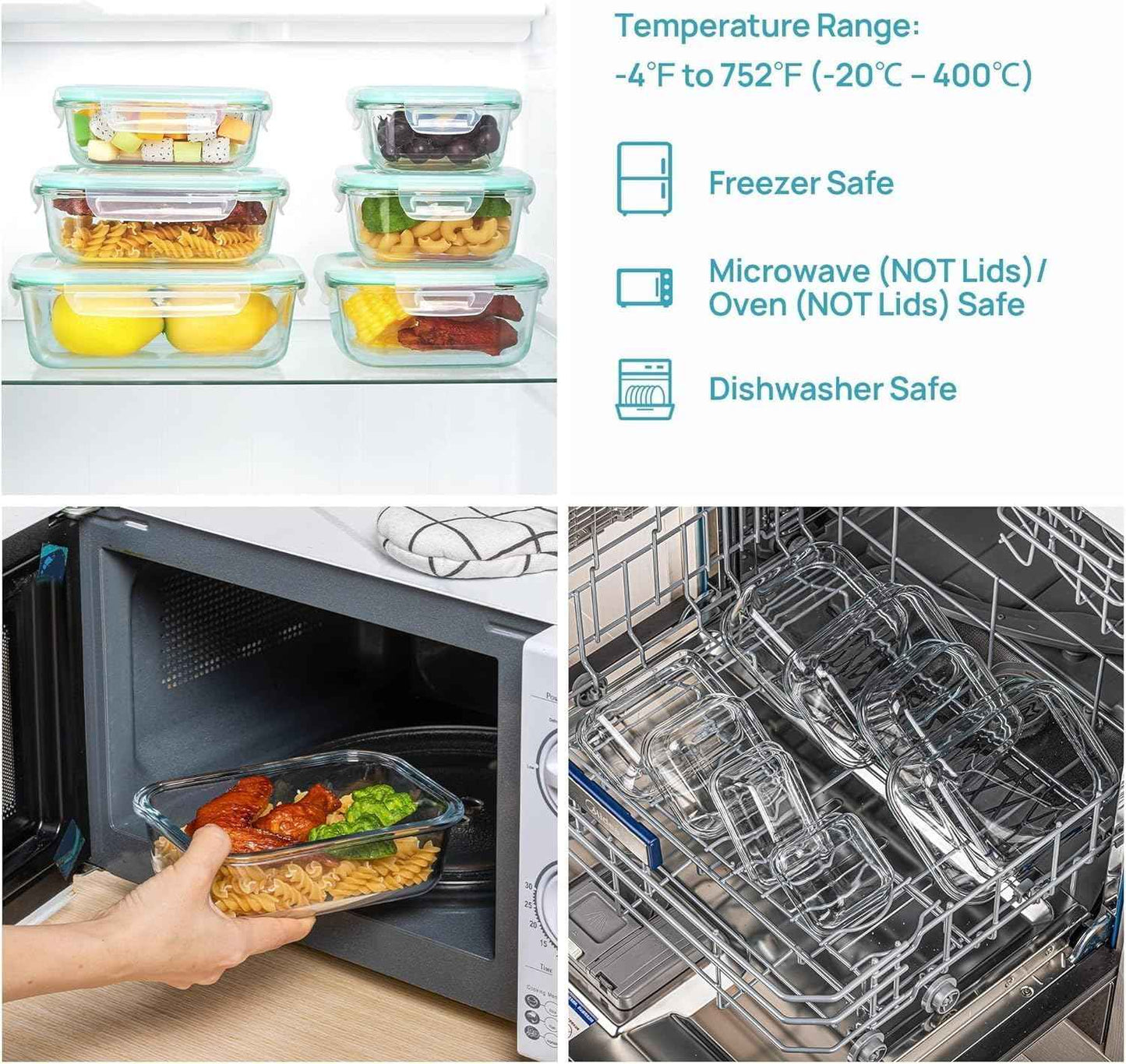 Vtopmart 8 Pack Borosilicate Glass Food Storage Set with Leak Proof Lids – Whole Food Prep Containers for Wellness Routines