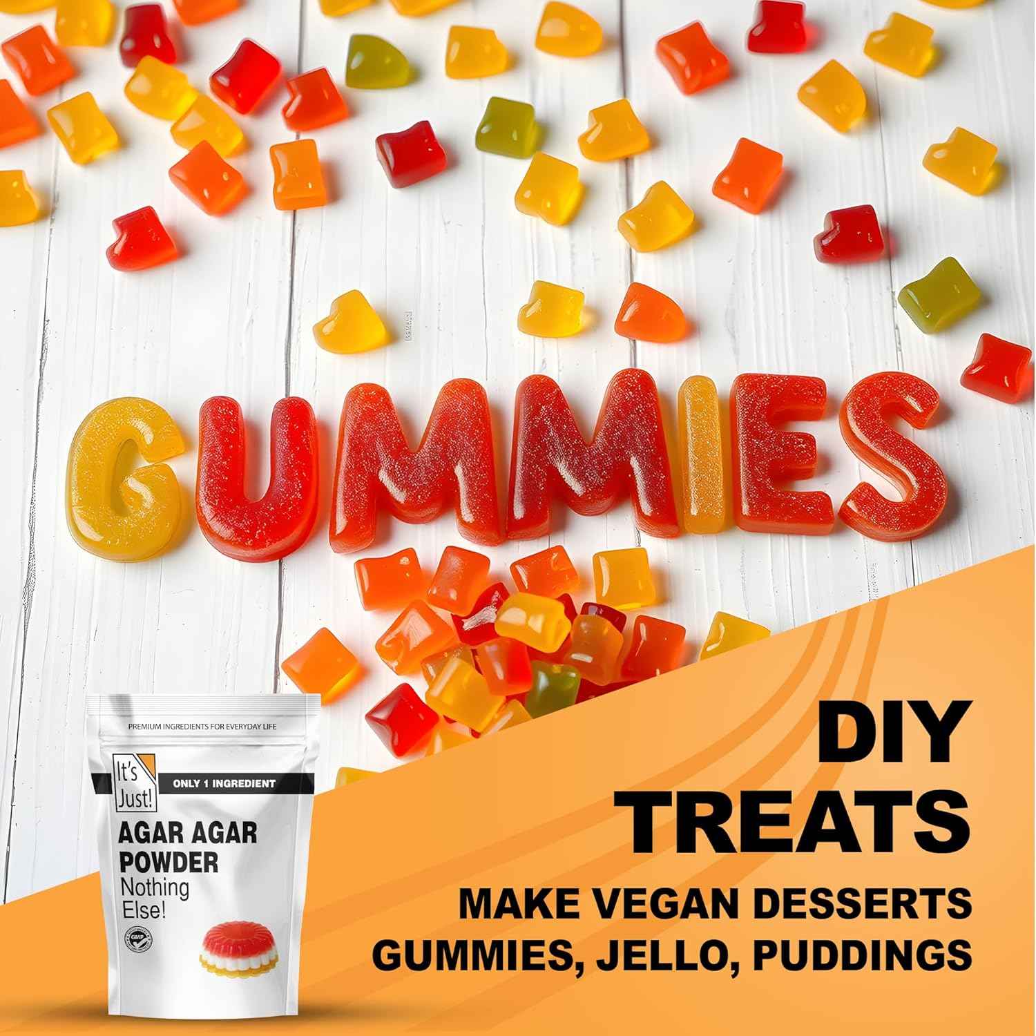 It's Just - Agar Agar Powder 6oz Vegan Gelatin Substitute for Clean Eating and Wellness Focused Home Bakers