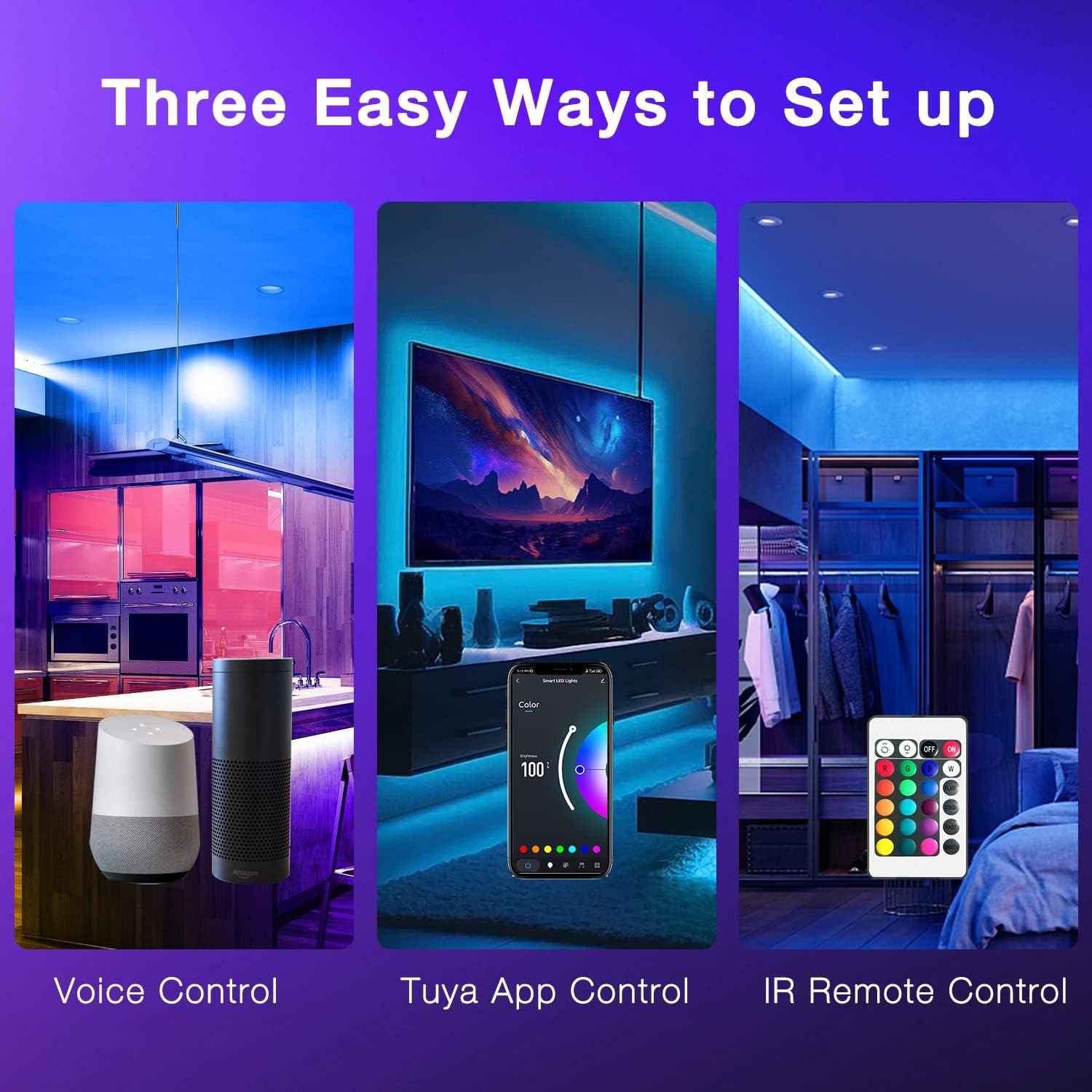DAYBETTER WiFi LED Strip Lights – Behind TV Backlight & Shelf Accent Lighting, Alexa Compatible RGB Decor
