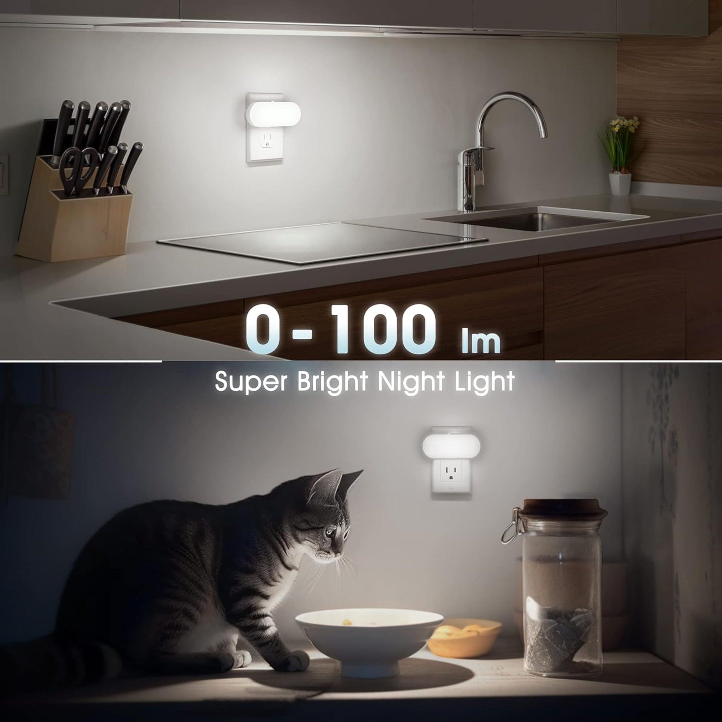 DORESshop Plug-in Night Light with Motion-Free Light Sensor – Cool-Running 1W LED Night Light Safe Around Kids, Pets, and Elderly