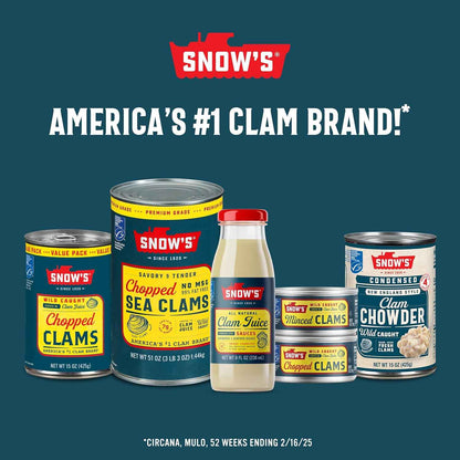 Snow's Ocean Chopped Clams 51 oz Can - High-Volume Pantry Stock for Commercial Kitchen Efficiency