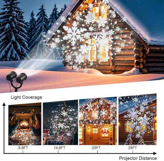 LUMENAURA Snowflake Projector Light – Cozy Living Room & Bedroom Christmas Decor, Dual-Head LED Ambient Lamp