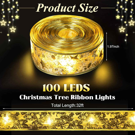 Ouddy Life 32ft Christmas Ribbon Lights – Thoughtful Holiday Gift for Mom Who Loves Decorating the Tree Each Year