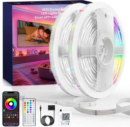 Lumify LED Strip Lights – 100ft Double Row RGB Bedroom Decor with Music Sync and App Control for Modern Living Spaces
