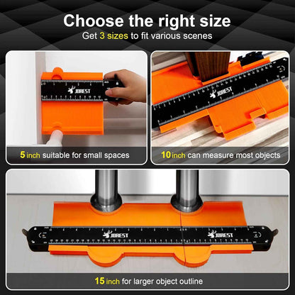 JOREST Connectable Contour Gauge (10+5 Inch) – Sleek Profile Tool for Installing Baseboards, Crown Molding, and Decorative Trim