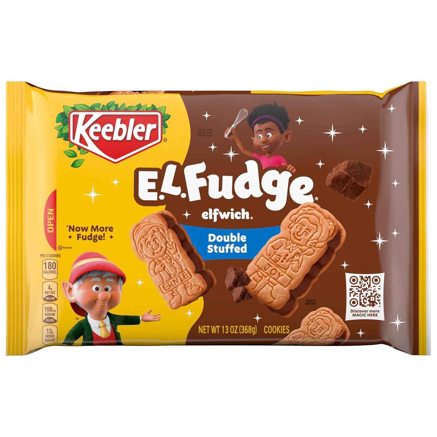 Keebler E.L. Fudge Double Stuffed Elfwich Cookies – Packable School Lunchbox Treat for Kids' Lunches