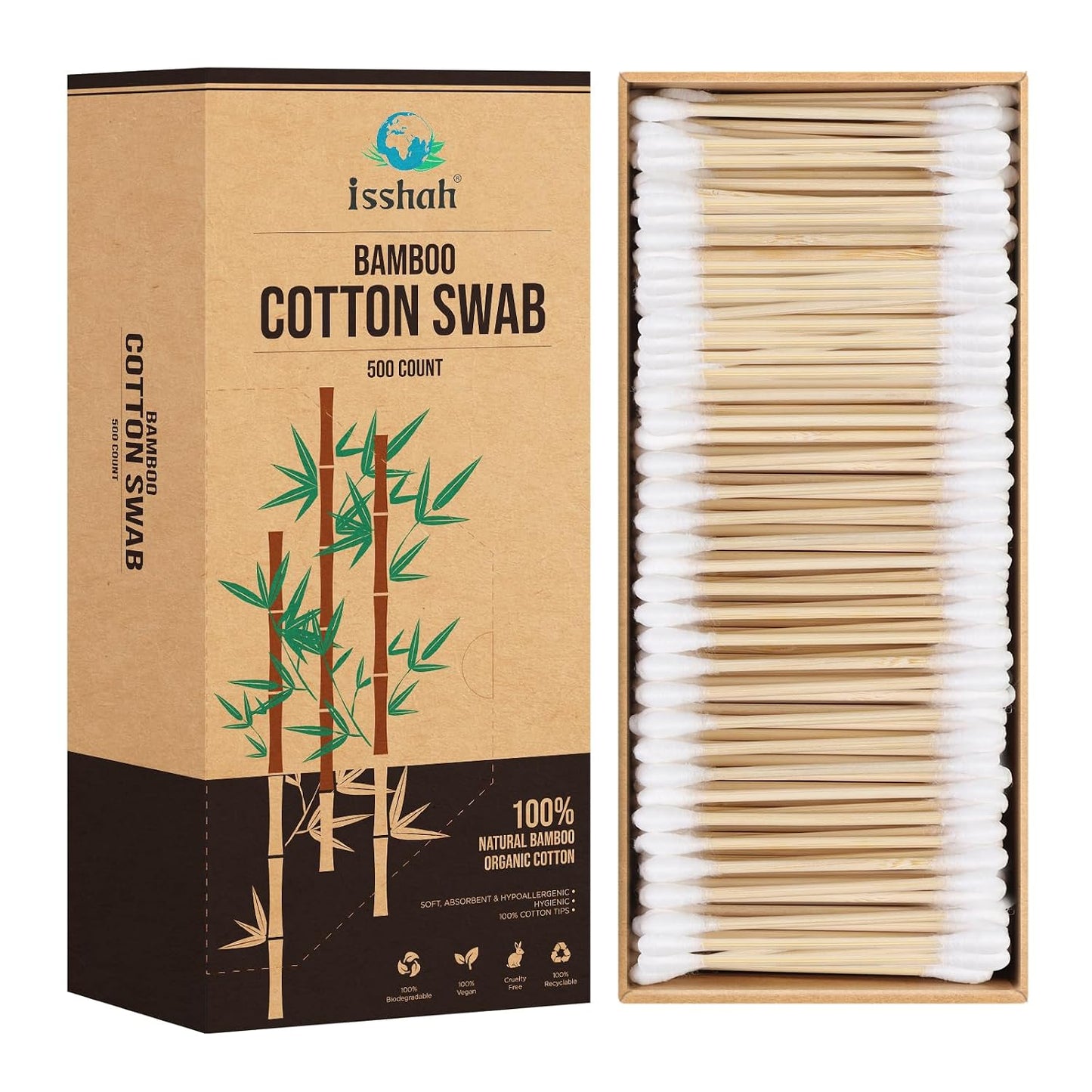 double-tipped bamboo stick design for two usable ends per swab