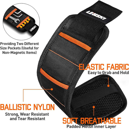 Lenski Magnetic Wristband Tool Belt – Christmas Stocking Stuffer for Men Who Have Everything, White Elephant Gift Idea