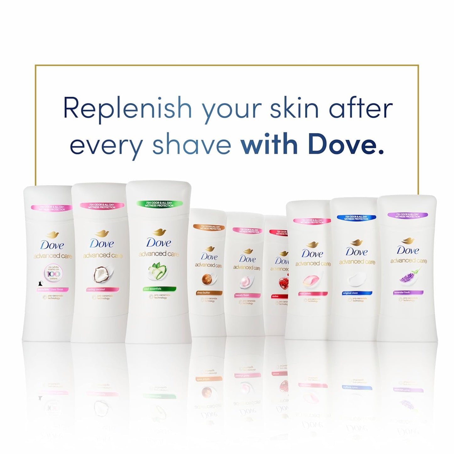 Dove Advanced Care Antiperspirant Stick Sheer Fresh 4 Pack Post-Shave Underarm Care for Women’s Self-Care Bath Routine